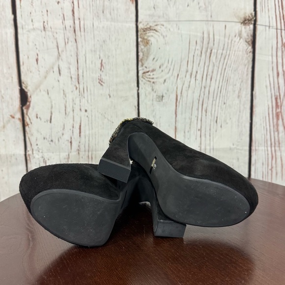 JEFFREY CAMPBELL EVA CROSS black suede platform pumps with sequins & Beads 6.5 - Picture 13 of 17